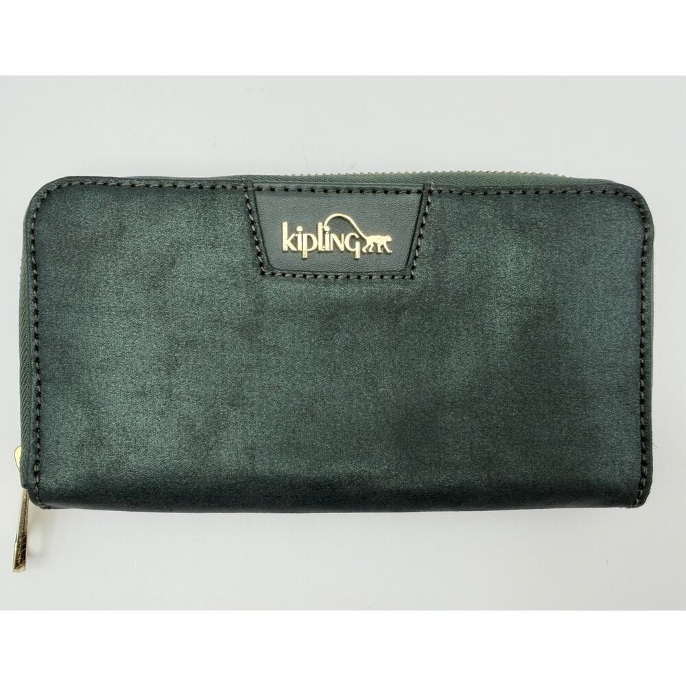 Kipling Vanessa Zip Around Wallet 7.5” Forest Green Shimmer NWOT